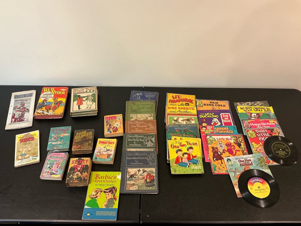 45’s records and vintage childrens books  