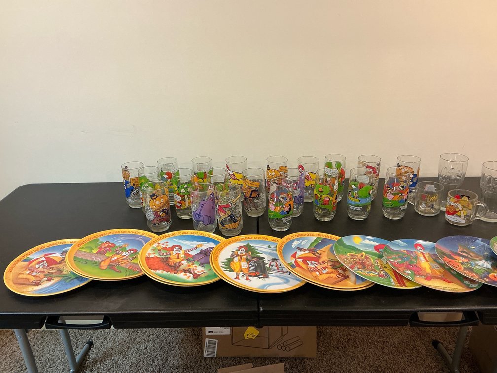 McDonald collectible cups and plates 