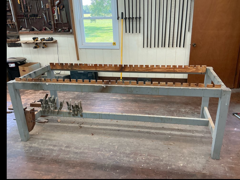 8 feet long by 3 feet wide glue table