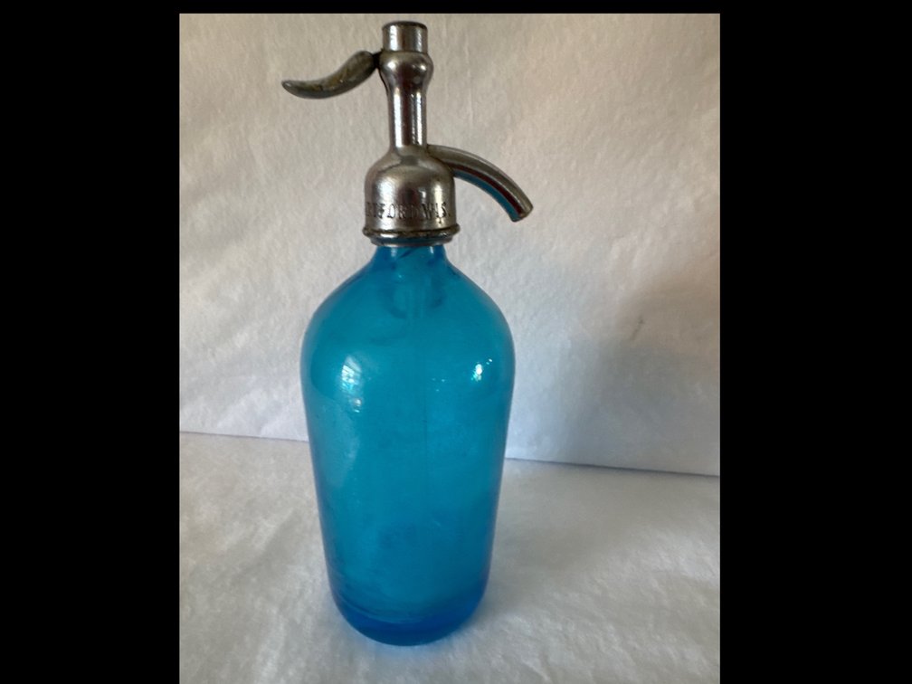 Schneider Blue Glass Seltzer Siphon Bottle
