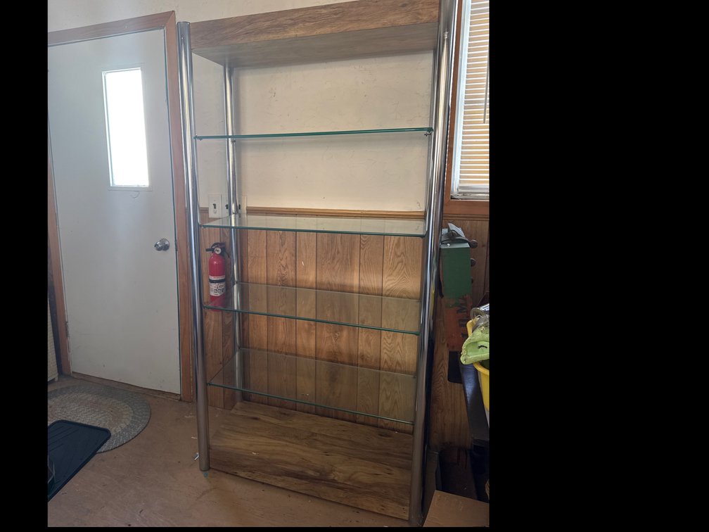 Four-Shelf Chrome and Wood-Finish Etagere Bookcase