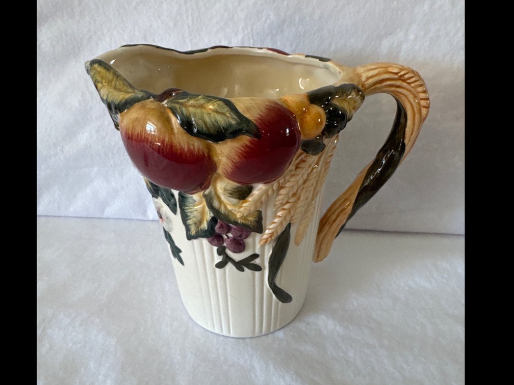 Bico Ceramic Fruit and Wheat Motif Pitcher