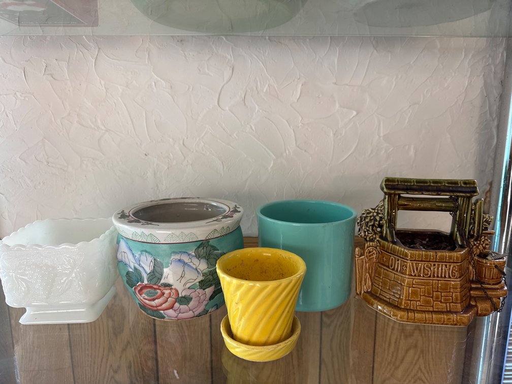 Ceramic and Milk Glass Planters