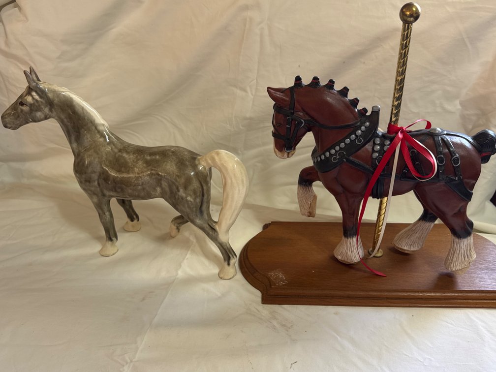 Horse Figurines Including Ceramic Horse and Mounted Carousel Horse (2)