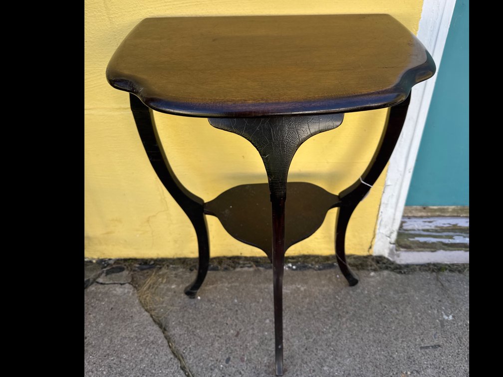 Dark Stained Wood Accent Table with Lower Shelf