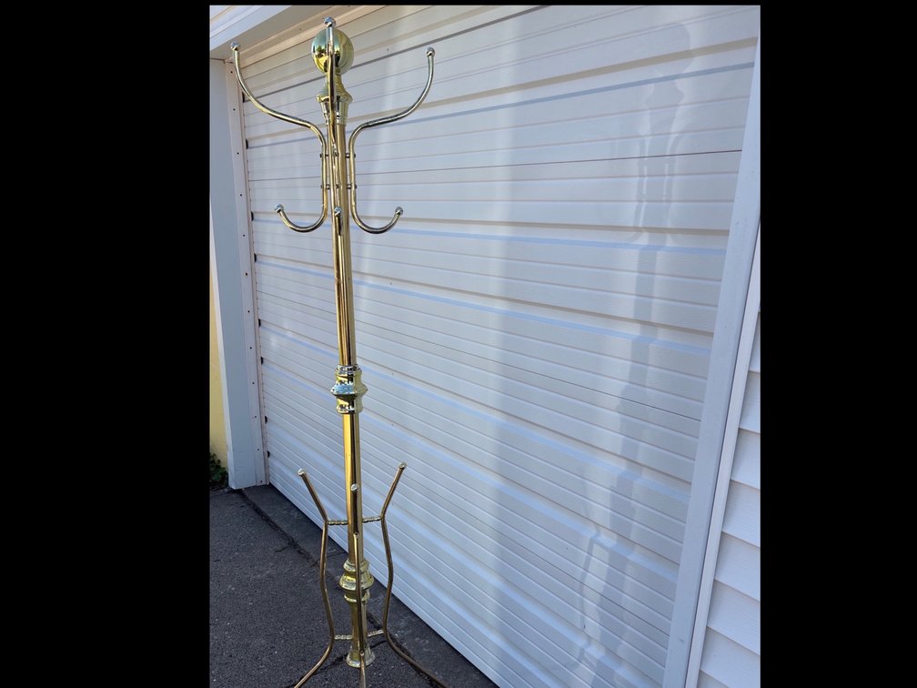 Brass-Tone Metal Freestanding Hall Tree Coat and Umbrella Stand
