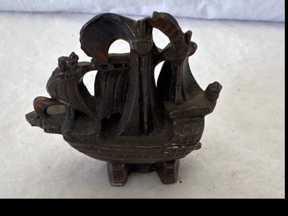 Cast Metal Sailing Ship Miniature Figurine Bank