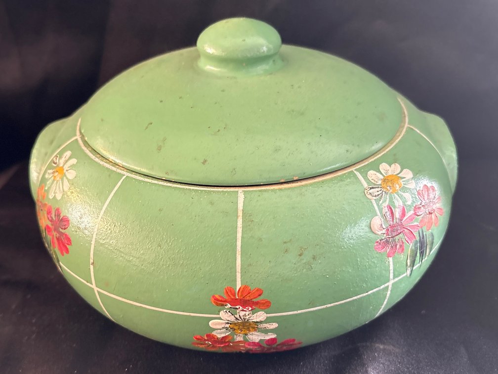 Hand-Painted Floral Ceramic Covered Bowl with Lid