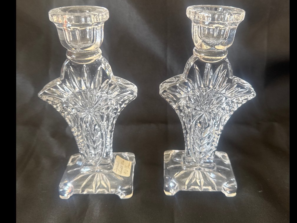 Pair of Cut Crystal Candlesticks