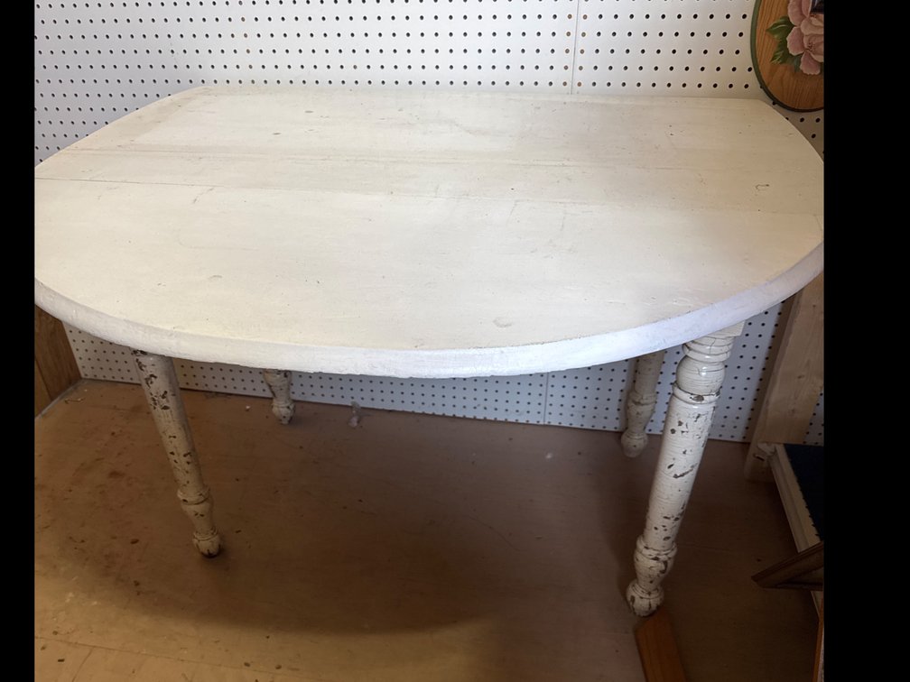 Painted Wood Drop-Leaf Table with Turned Legs