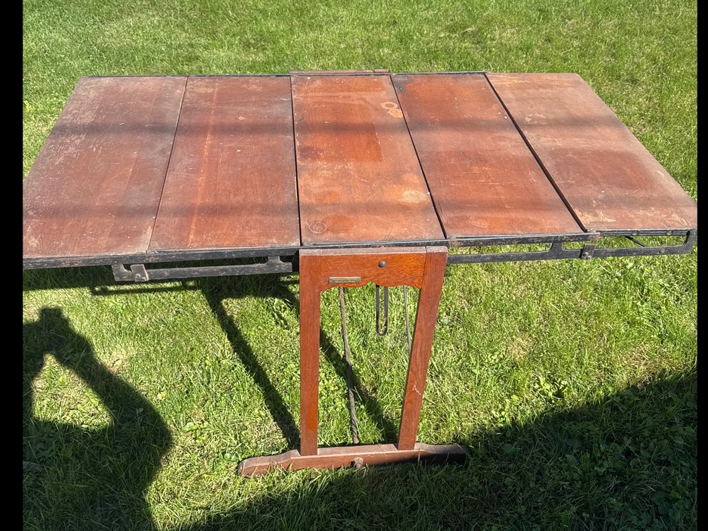 Convertible Wood and Metal Folding Multi-Leaf Table and Shelving Unit