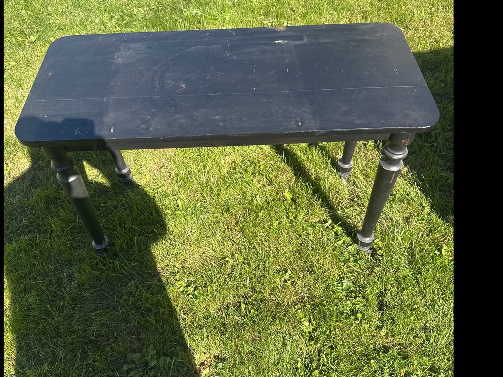 Black Painted Wooden Bench with Turned Legs