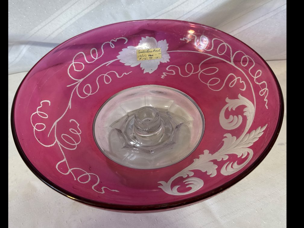 Cranberry Glass Centerpiece Bowl