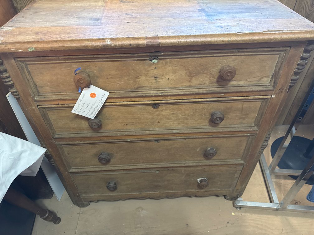 Antique Butternut Four-Drawer Dresser