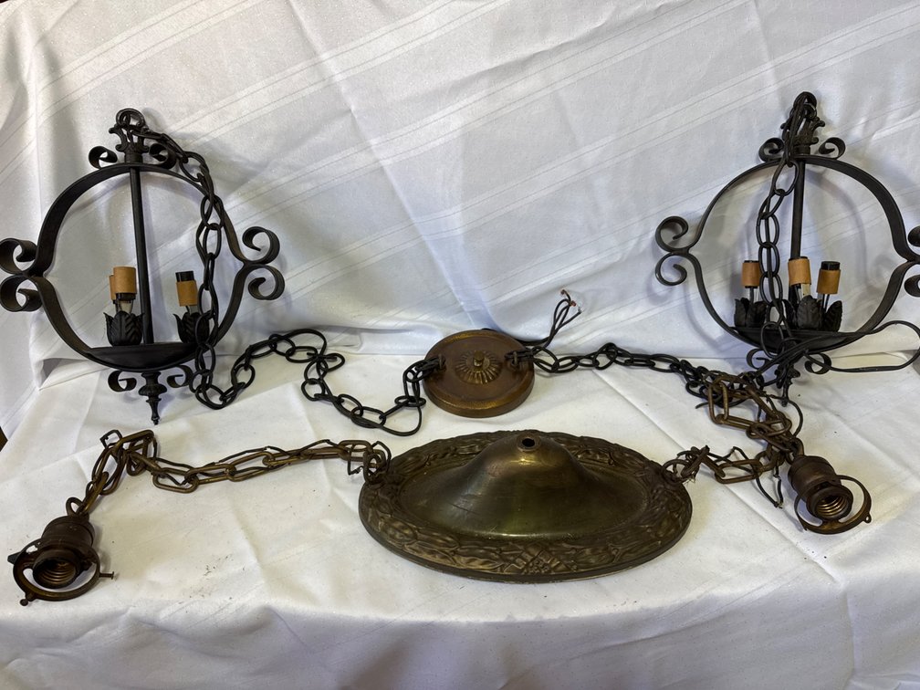 Vintage Metal Hanging Light Fixtures and Hardware