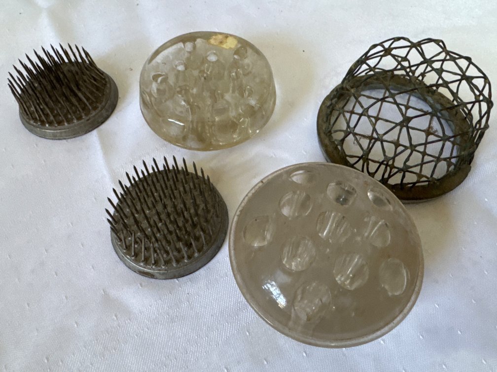 Glass and Metal Flower Frogs (5)