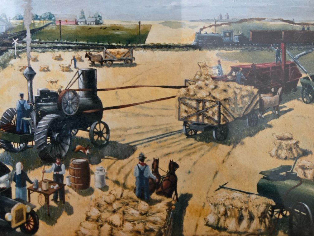 Framed Farm Harvest Scene Art Print