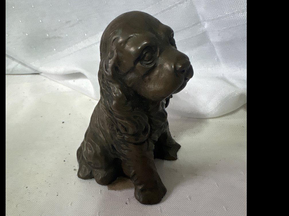 Cast Metal Seated Cocker Spaniel Puppy Figurine