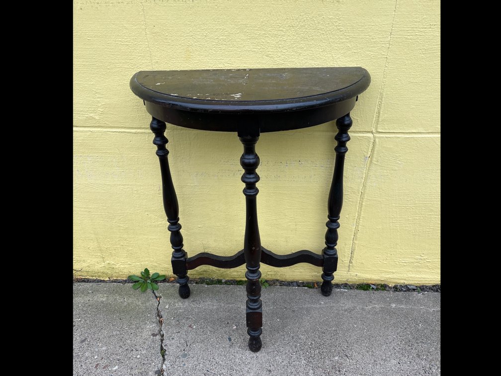 Dark Finish Demilune Wood Accent Table
