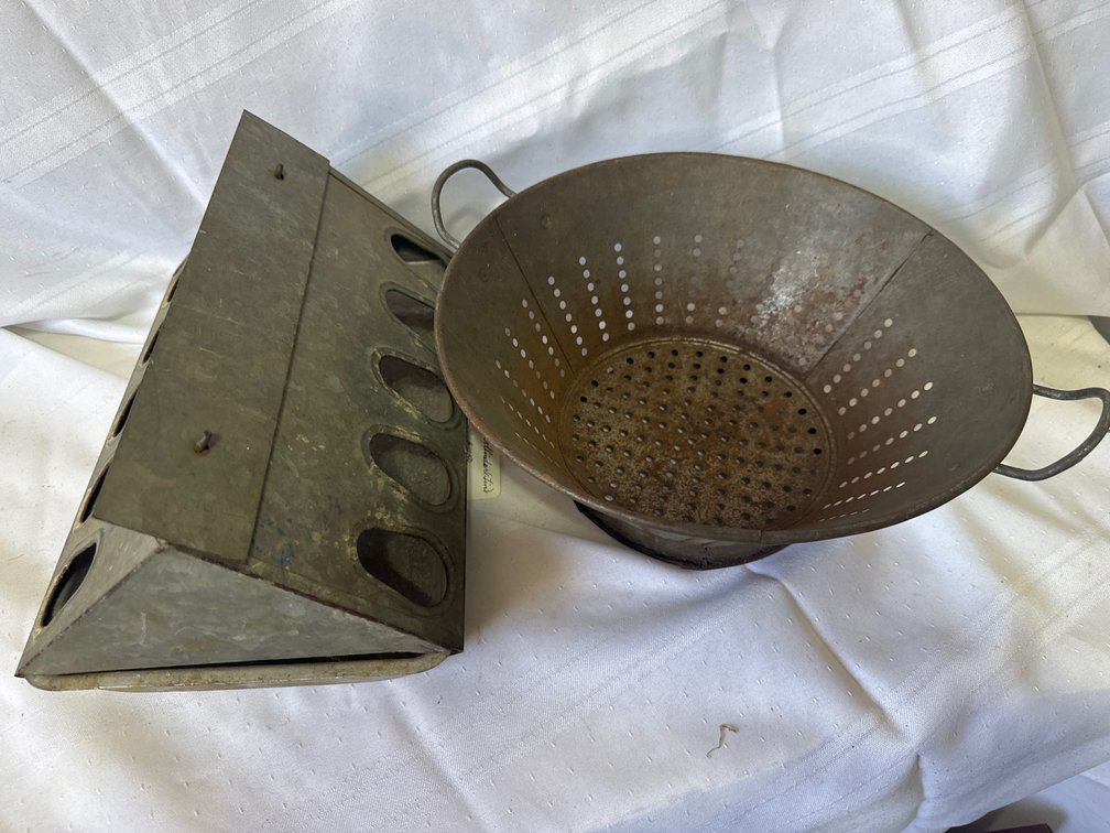 Galvanized Metal Poultry Feeder and Perforated Colander (2)