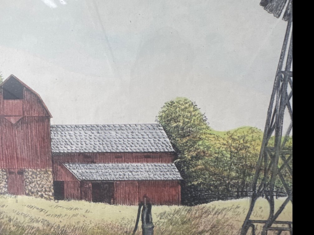 Framed Rural Farm Scene Print, Numbered 109/600