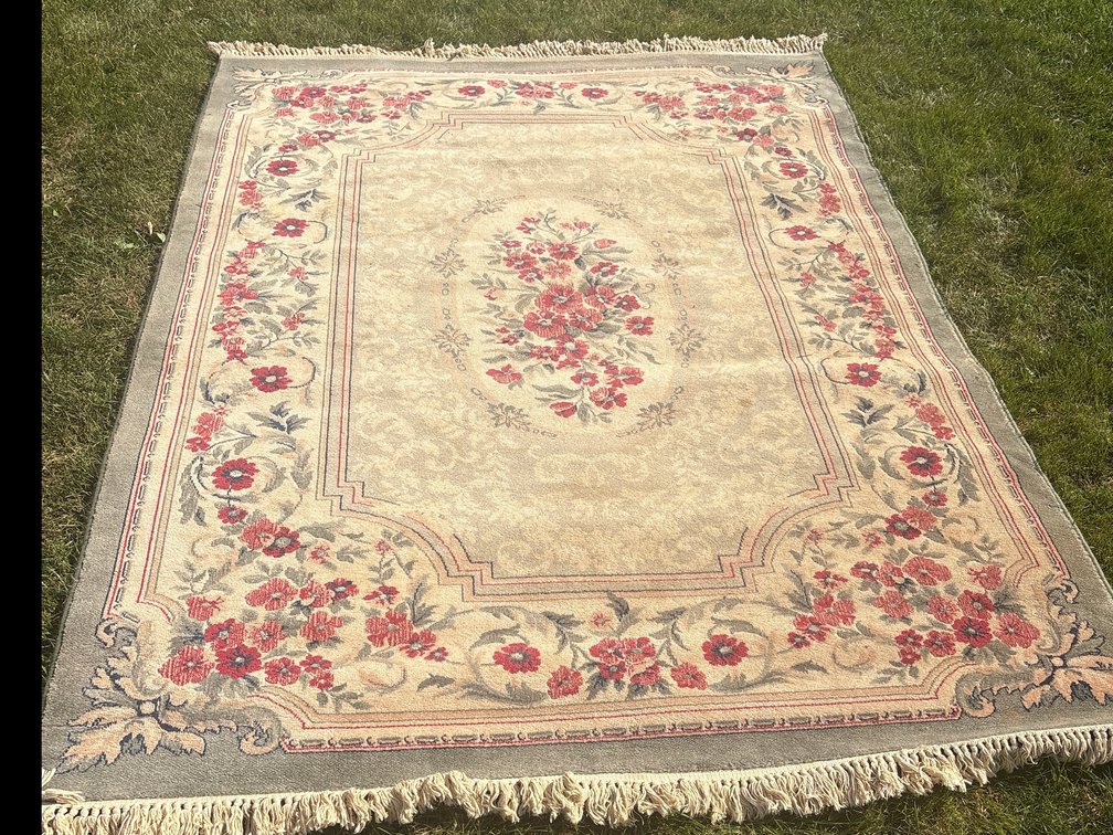 Floral Pile Area Rug with Fringe, 8' x 66"