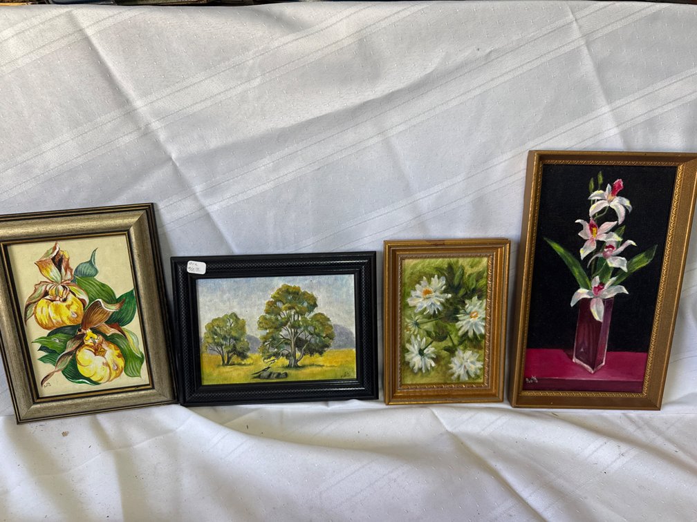 Framed Miniature Floral and Landscape Paintings (4)