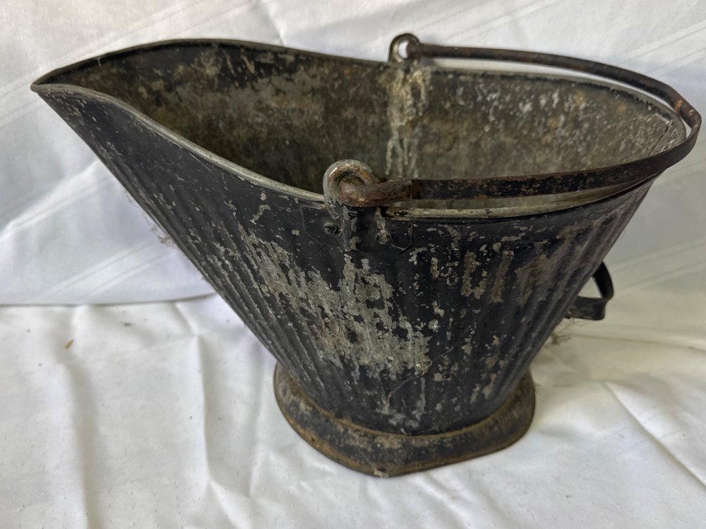 Vintage Black Metal Coal Scuttle Hod