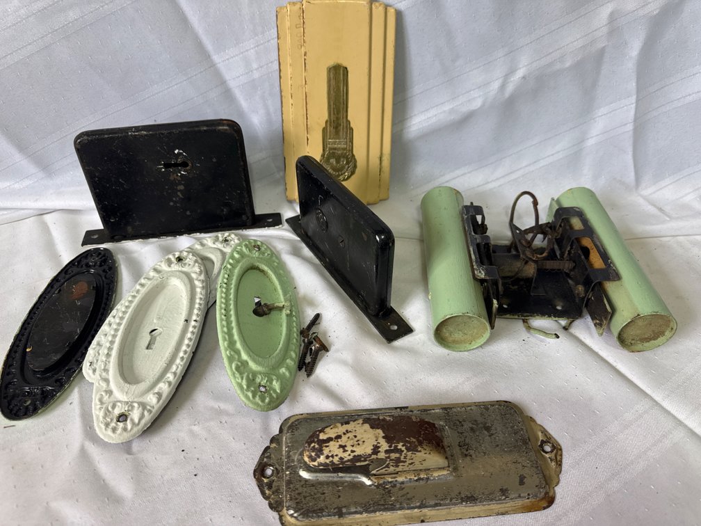 Vintage Architectural Hardware, Rim Lock Boxes, and Door Chime Mechanism