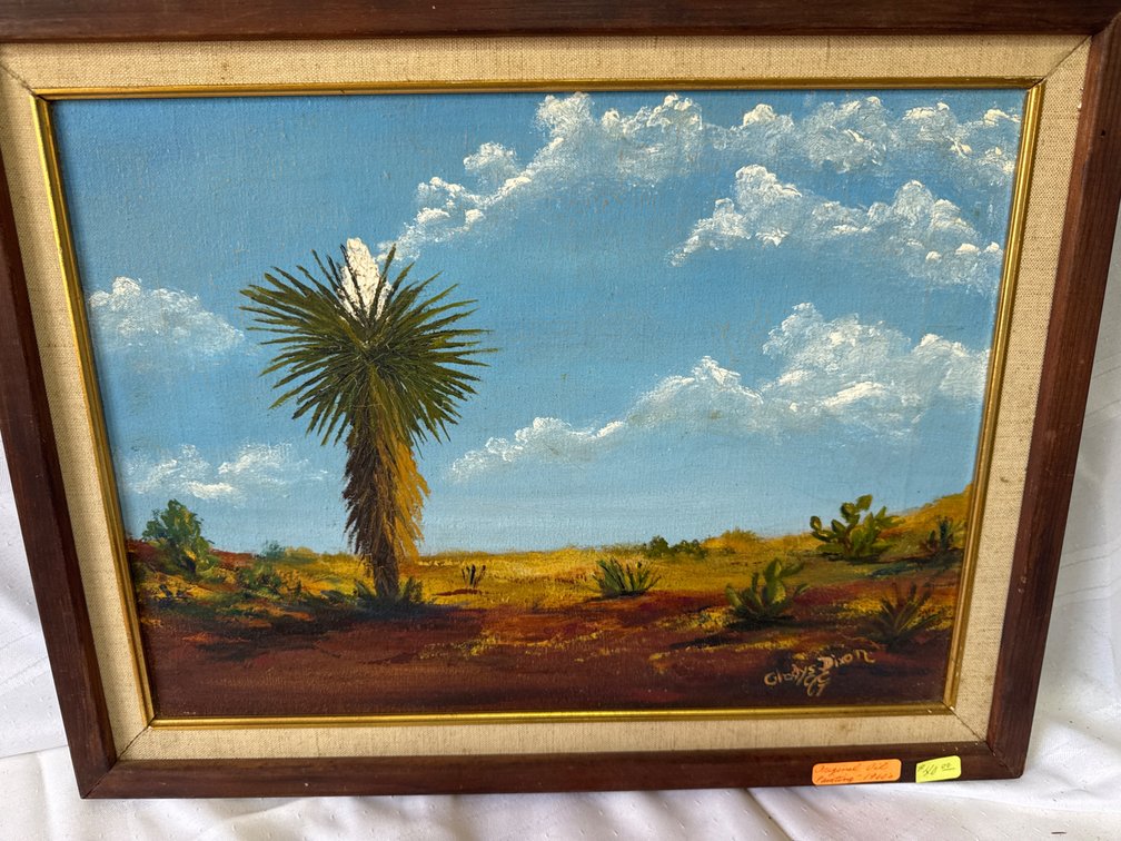 Gladys Dixon Framed Desert Landscape Oil Painting, 1967