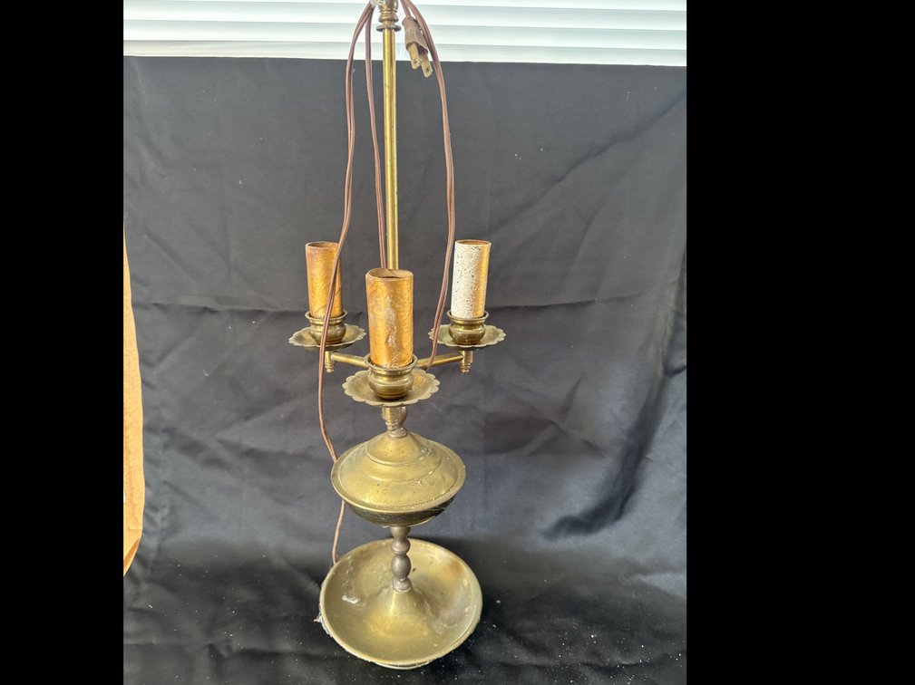 Three-Light Brass Candelabra Table Lamp