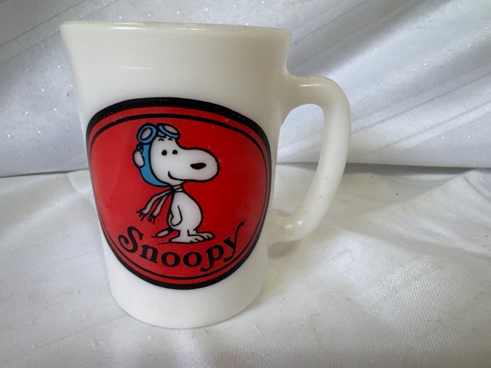 Avon Snoopy Milk Glass Mug