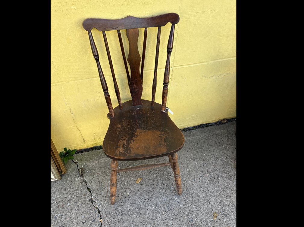 Dark Stained Wooden Spindle-Back Chair