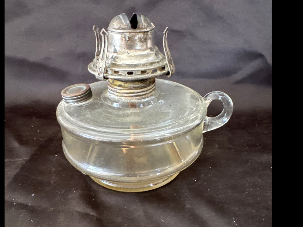 Clear Glass Oil Lamp with Queen Anne Burner