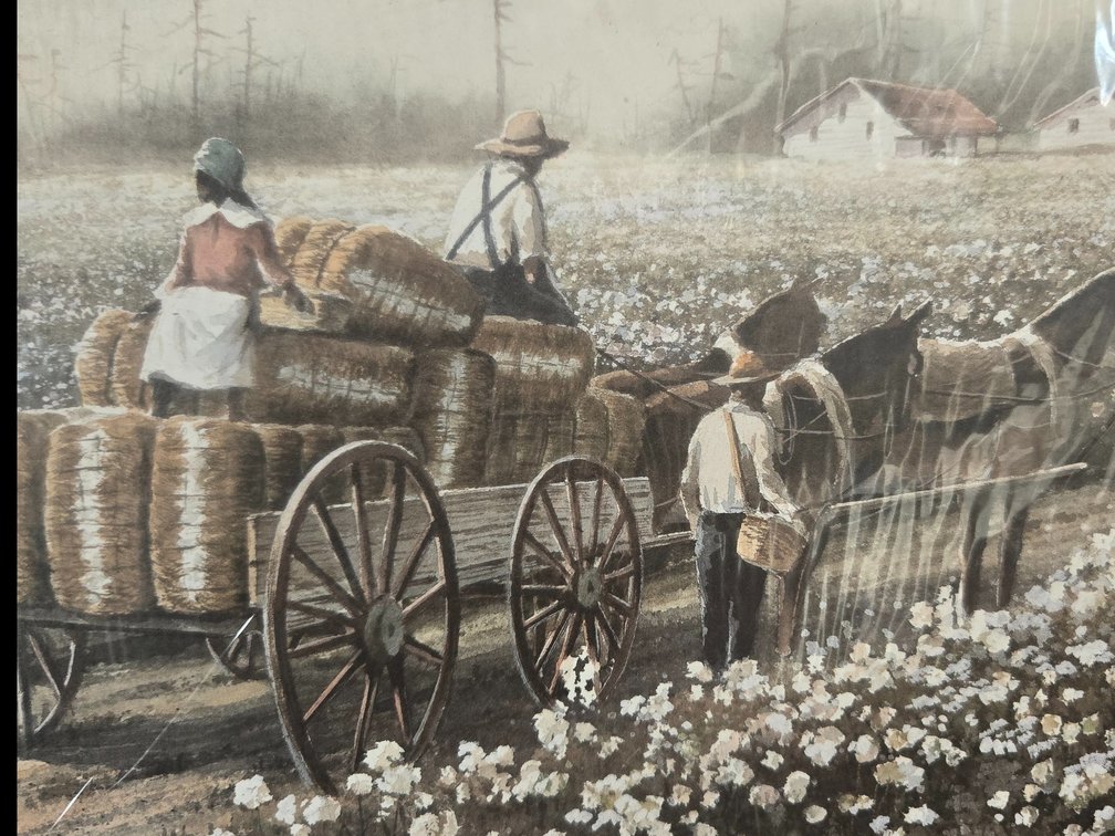 Scafa-Tornabene Art Publishing Co., Inc. T Coleman Cotton Harvest Matted Lithograph Print