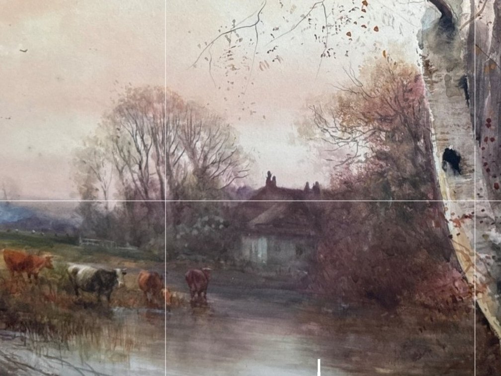 H.C. Fox Framed Watercolor Landscape Painting, 1902