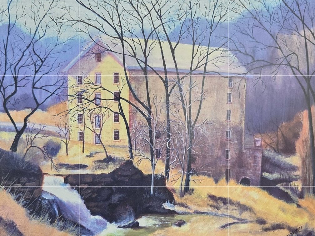 Framed Landscape Painting of a Mill, Signed Paul Gamerdinger