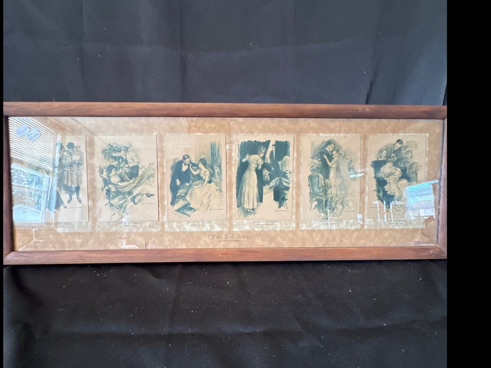 Harrison Fisher Framed "The Six Senses" Six-Panel Illustration Print, Reinthal & Newman