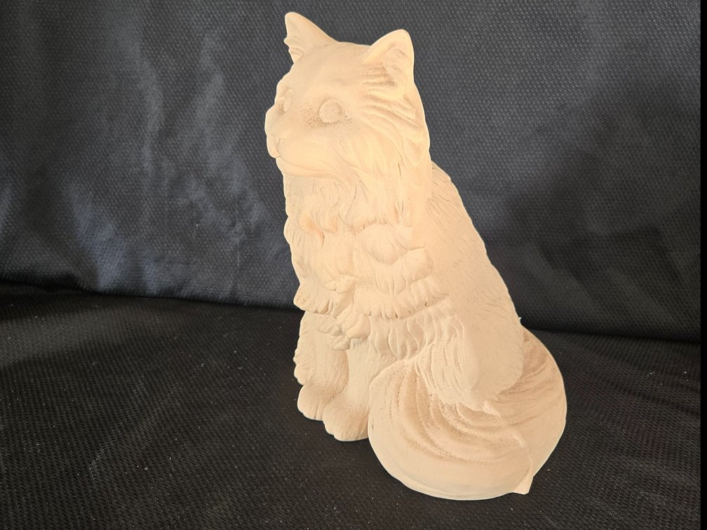 Unpainted Bisque Ceramic Seated Cat Figurine 18"
