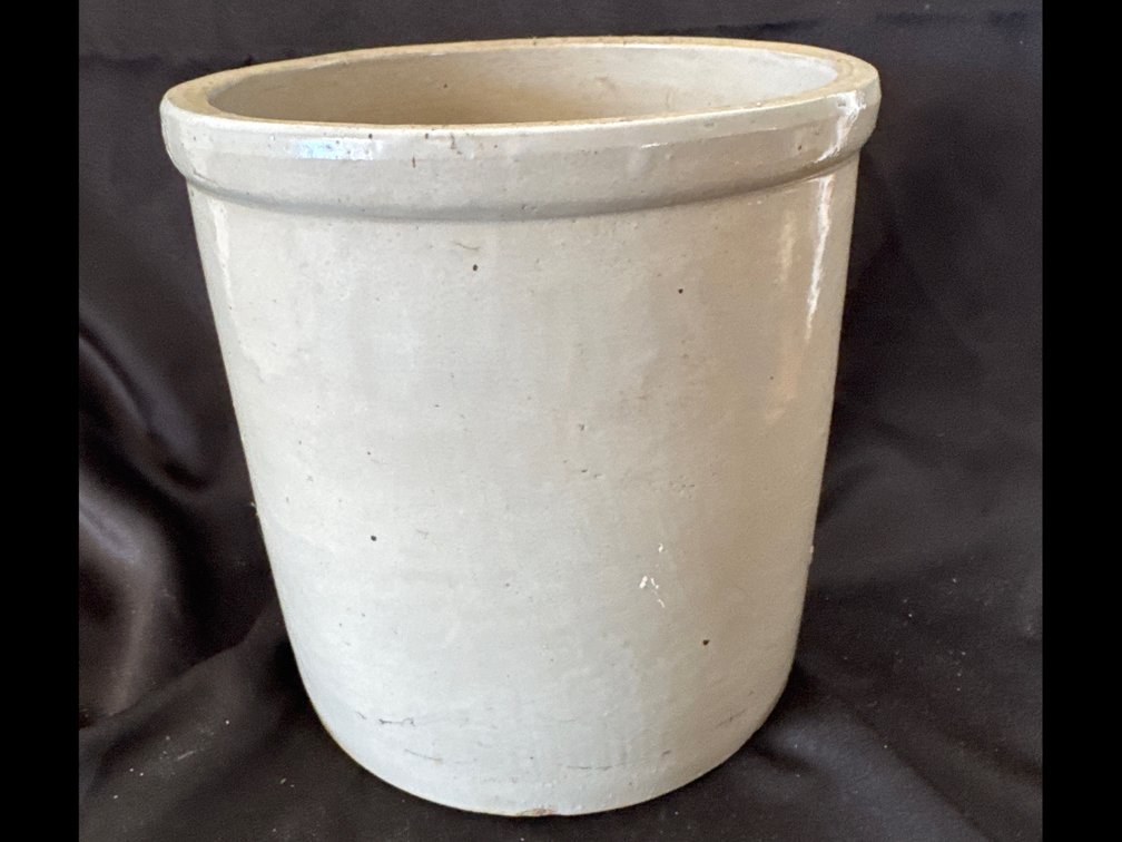 Off-White Glazed Stoneware Crock