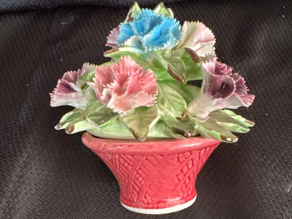 Norleans Ceramic Floral Basket Figurine