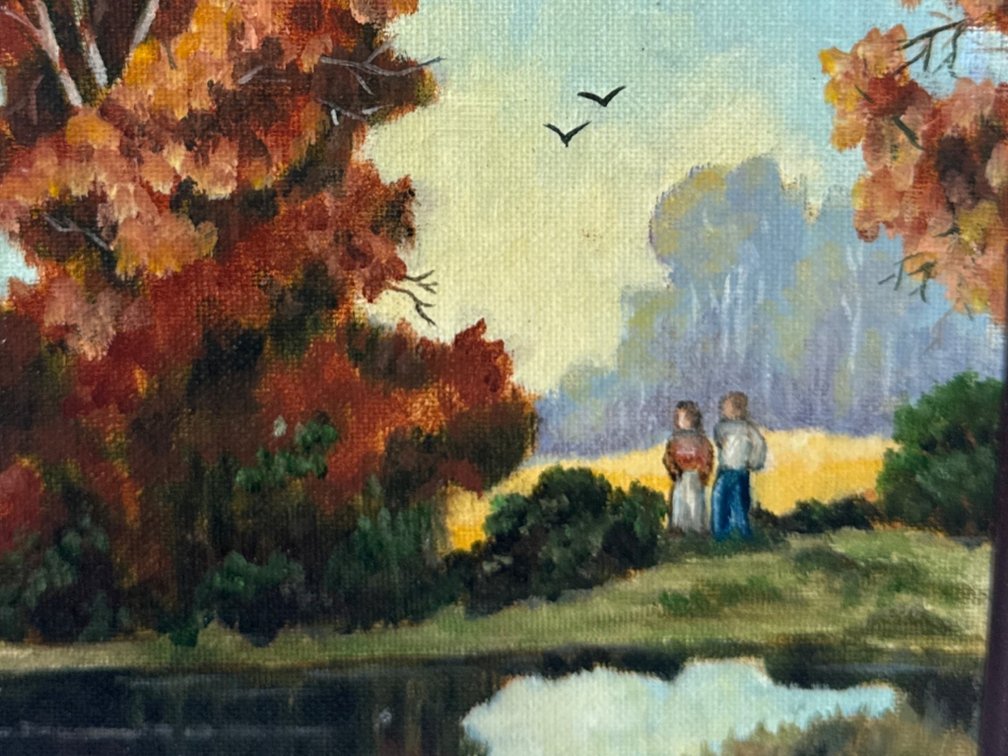 Framed Autumn Landscape Painting Signed Poot R G
