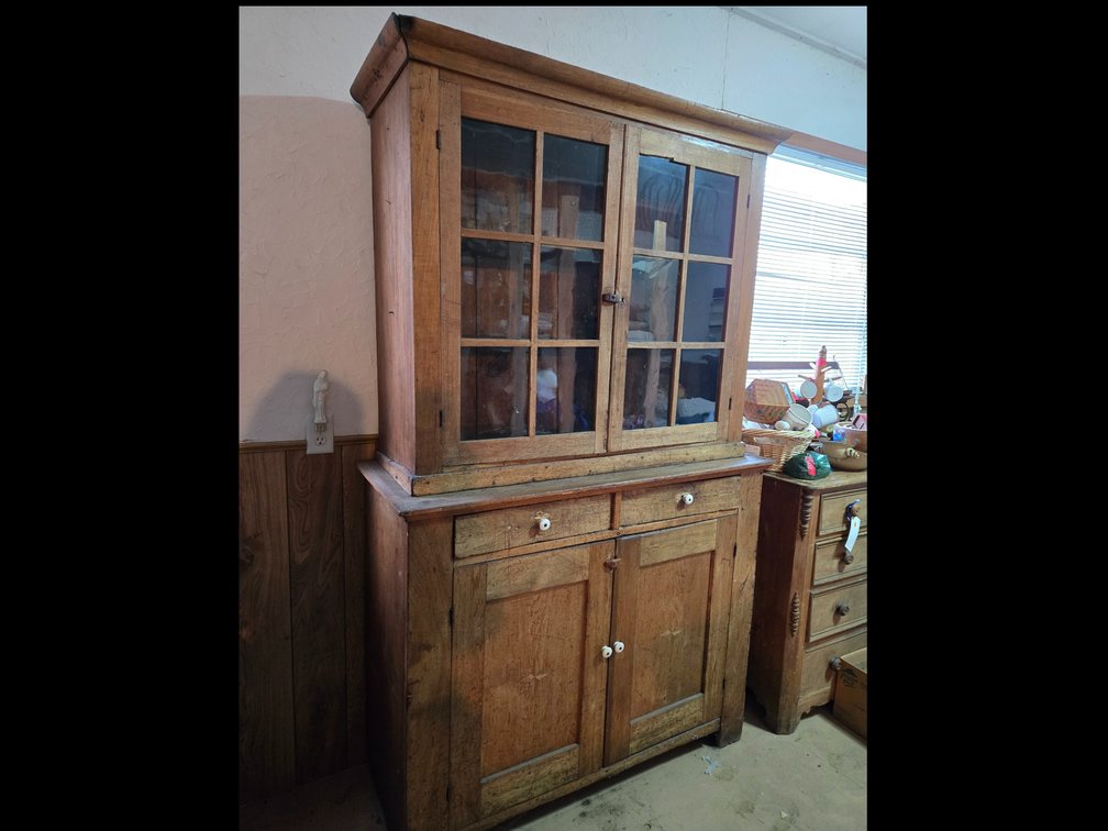 Wooden Two-Piece Step-Back Cupboard