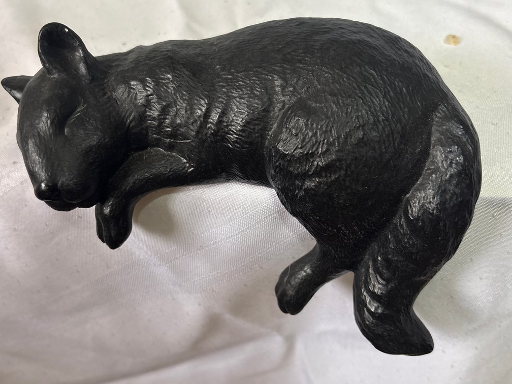 Black Sleeping Cat Shelf Sitter Figurine Marked Poot
