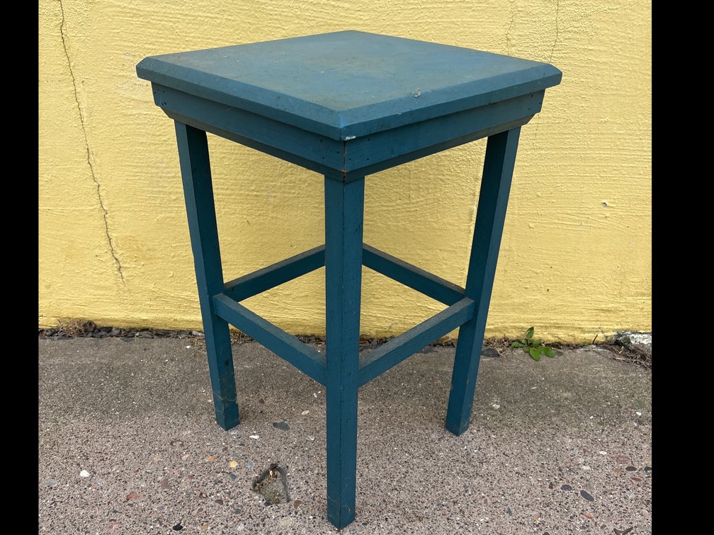 Teal Painted Wooden Stool