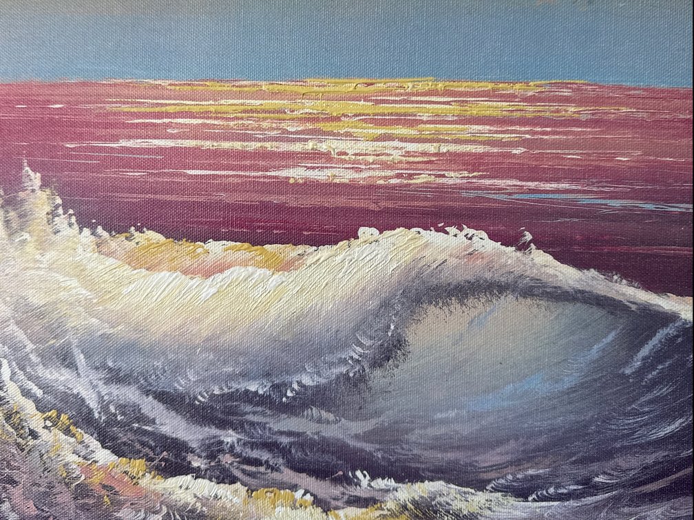 Framed Seascape Oil Painting on Canvas Signed Tomic