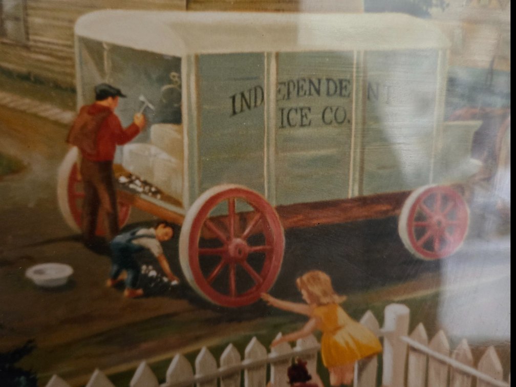 Framed Independent Ice Co. Delivery Wagon Scene Print