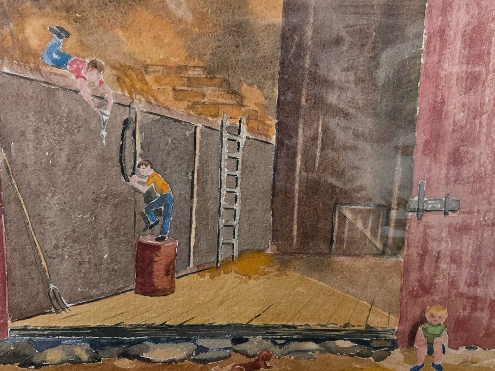 Matted Watercolor Painting Titled "I'm Too Little"