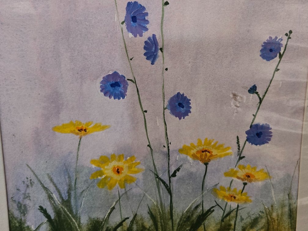 Matted Wildflower Watercolor Painting Signed MILNE