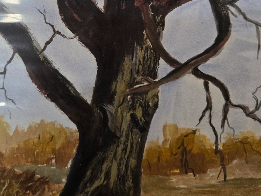 Milne Shier Matted Tree Landscape Painting